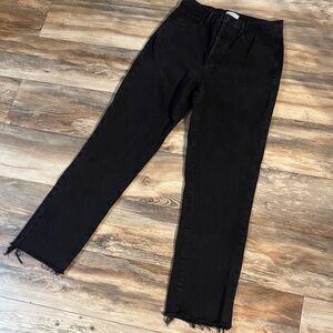 PacSun Black Straight Leg Dad Jeans with Frayed Hem